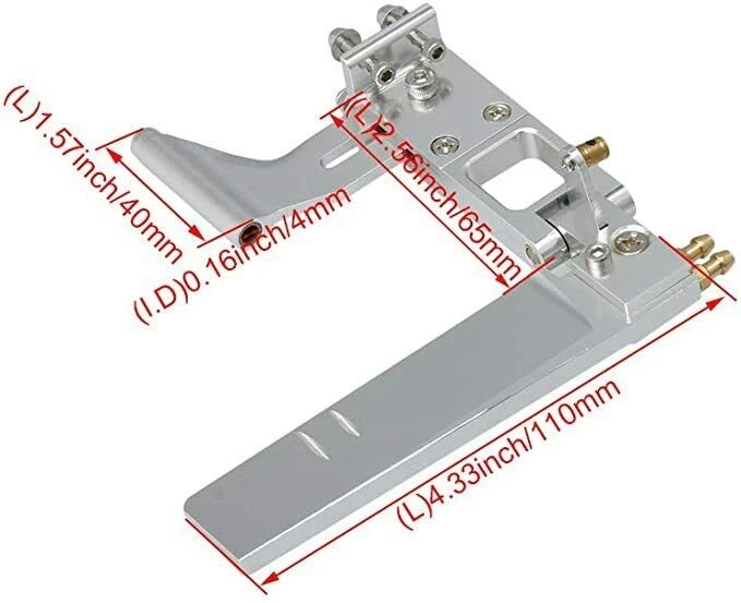 Timón de recogida de agua doble de 110 mm de calidad con puntal de 4 mm para barco eléctrico RC Foto 1 de 4