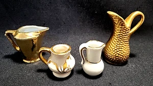 Lot Of 4 Miniature Pitchers Gold And White 1.5 To 2.5 Inches Germany - Picture 1 of 11