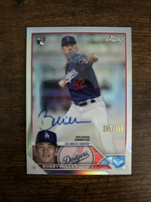 2023 Topps Chrome Bobby Miller RC Refractor Auto #RA-BM /499 Dodgers - Image 1 of 2