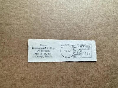 US Hospital Thematic Meter label (96) +1961 Meeting Intl College of Surgeons Ad - Image 1 of 2
