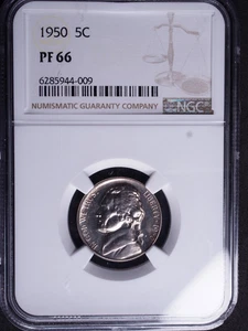 1950 NGC PF66 Jefferson Nickel 5 cent proof coin... Light gold luster - Picture 1 of 2