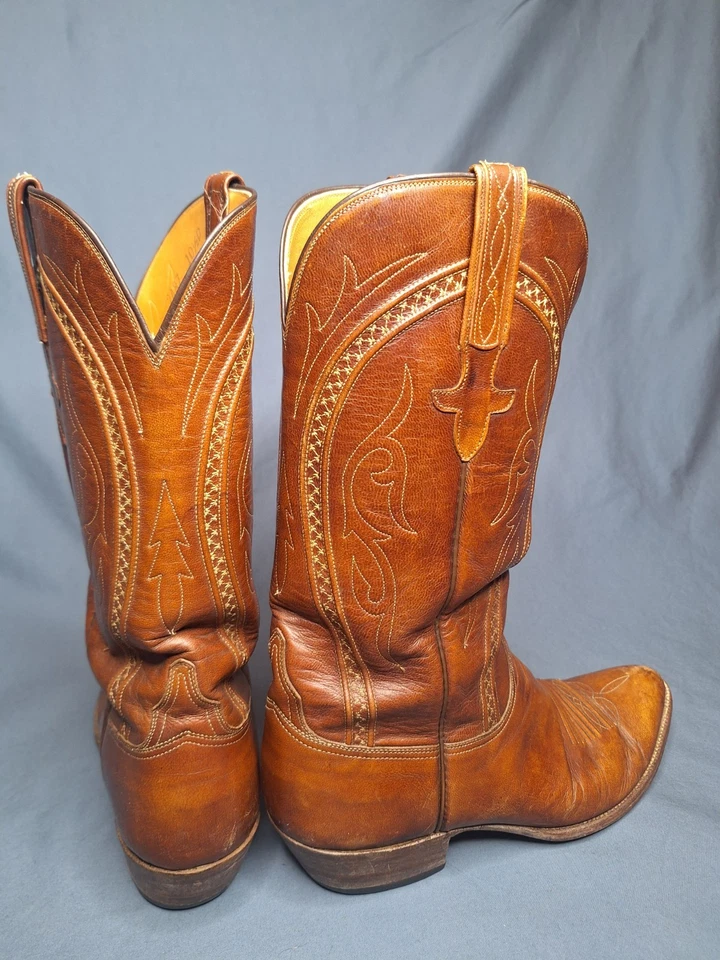 Preciosas botas de vaquero hechas a mano Lucchese marrón castaño, talla 10.5D Foto 1 de 4