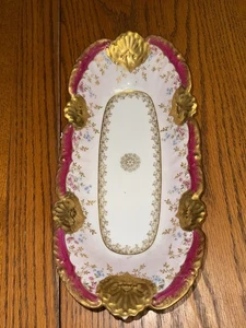 Antique Vintage Dish platter Limoges France floral pattern gold Trim platter - Picture 1 of 8