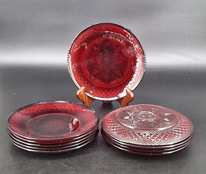 10 Vintage Arcoroc Cristal D'arques Durand Frankreich Rubinrot 8 Zoll Brotteller - Bild 1 von 5