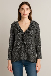 SEED HERITAGE BLACK AND WHITE PATTERNED BLOUSE SIZE 8 - Bild 1 von 8