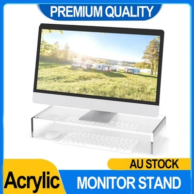 Acrylic Monitor Stand Desktop Computer Transparent Laptop Stand Riser Clear AU - image 1 of 4