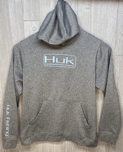 HUK Performance Fishing Men’s Long Sleeve Hoodie Gray Camo Hood Size XL - Picture 1 of 9