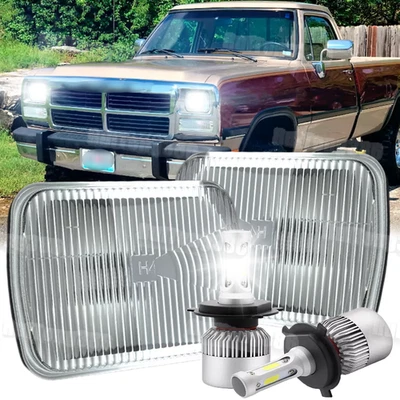 Pair 5x7" 7x6" LED Headlights Hi&Lo Beam For Dodge D150 D250 D350 Ram 50 H4 - Image 1 of 4