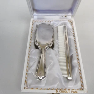 alte Bürste und Kamm Metall versilbert Gregut - Bild 1 von 7