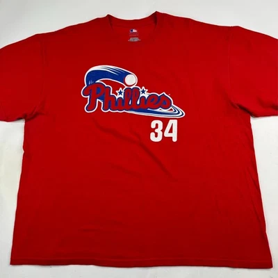 Camiseta gráfica Roy Hallaway #34 roja Philadelphia Phillies #XL para hombre NLB Foto 1 de 4