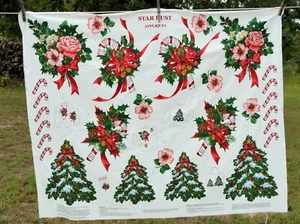 VINTAGE VIP CHRISTMAS STARDUST APPLIQUES fabric panel - Picture 1 of 1