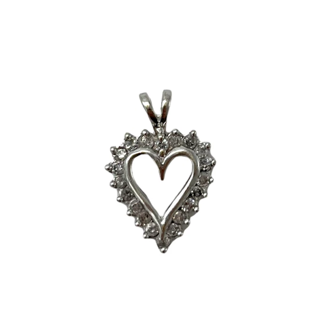 10k White Gold Diamond Heart Pendant Foto 1 de 1