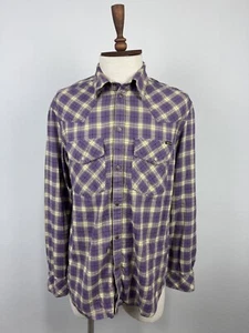 Diesel Purple Yellow Check Long Sleeve Everyday Button Down Pockets Shirt Sz L - Picture 1 of 24