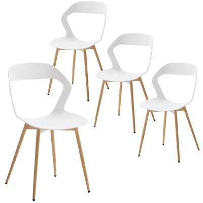 Pack 4 sillas Comedor Blanco con Patas Metálicas ，Diseño Recortado en la Espalda - Imagen 1 de 4