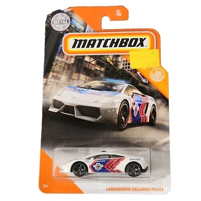2020 Matchbox White LAMBORGHINI GALLARDO POLICE Car, MBX CITY, MBX #87/100, VHTF - Image 1 of 4