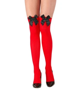 Nuevo Medias Up Rojo Lazo Negro 70D Disfraz Traje Noche Baile Disfraz Carnaval - Imagen 1 de 5