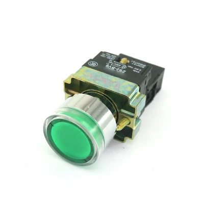 XB2BW33B1C N/O Momentary Green Flush Pushbutton With 24V AC/DC Pilot Light Lamp - Image 1 of 4
