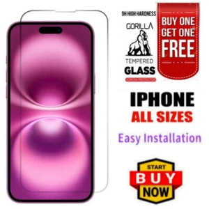 2 X Tempered Glass Screen Protector Screen Saver For iPhone 16 15 14 13 12 11 XR - Picture 1 of 5