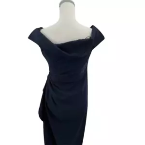 Vince Camuto Off-the-Shoulder Side Ruffle Dress Navy 16 - Picture 1 of 9