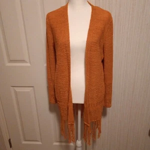 Michael Kors Women's Cardigan Sweater Size S Rust Open Front Fringe Preppy, NWT - Picture 1 of 18