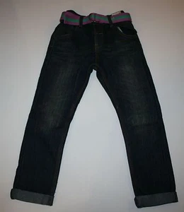 New NEXT UK Boys 5 6 year Denim Blue Jeans Fade Dark Wash w Belt Pants - Picture 1 of 4