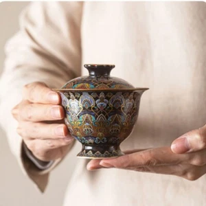 Antique Style China Tureen Ceramic Color Enamel Craft Sancai Bowl With Lid 150ml - Picture 1 of 14