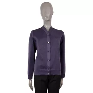 69252 auth LOUIS VUITTON metallic purple polyester Button Cardigan Sweater S - Picture 1 of 6