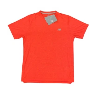 NEW New Balance Athletics Short Sleeve Running Shirt Heather Flame Red MT41253 - Picture 1 of 7