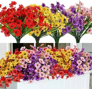 Artificial Fake Plants Flowers for Outdoors,16 Bundles UV Resistant Faux Plastic - Picture 1 of 8