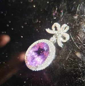 Sterling Silver Natural Amethyst Pendant Without Chain New UK Seller 00872 - Picture 1 of 5