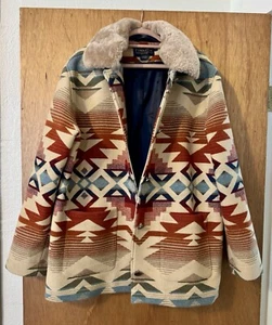 Pendleton Brownsville Women's Shearling Collar Coat Stillwater Cascadia XL - Picture 1 of 4