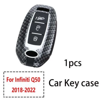 Fit For Infiniti Q50 2018-2022 Carbon Fiber Smart Remote Key Fob Shell Cover 1pc - Image 1 of 4