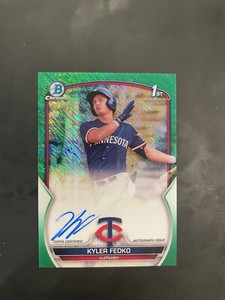 2023 Bowman Chrome Kyler Fedko Auto 1st Green Shimmer Refractor 43/99 Twins
