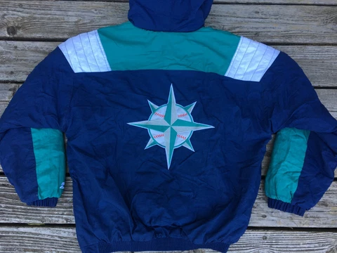 Seattle Mariners Starter Jacket vtg Puffer pullover 90s coat bomber sz L XL Cover