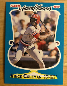 1990 Fleer Award Winners Vince Coleman Baseball Card #9 Cardinals HOF High-Grade