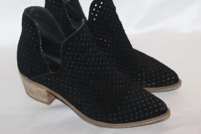 STEVEN by STEVE MADDEN Black Perf Suede Slip On Split Shaft Ankle Boots Sz 7 - Image 1 of 4