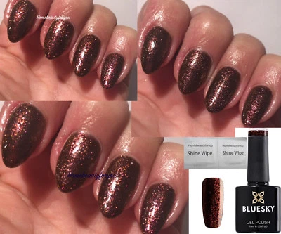 BLUESKY GEL NAIL POLISH BROWN FROSTY CHOCOLATE FINE GLITTER JQ11 LED UV SOAK OFF