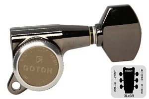 GOTOH SG381-07-MGT Locking Tuners Small Knobs - Cosmo Black - 3L x 3R - Picture 1 of 4