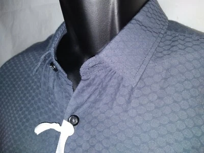 NUEVO CON ETIQUETAS Topman Premium Viscosa Azul Camisa Slim Fit Mediana Azul Camisa Manga Larga Foto 1 de 4