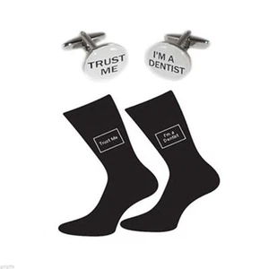 Trust me Dentist Cufflinks & Trust me Dentist Socks Gift Set BOCO030-X6S041 - Picture 1 of 1