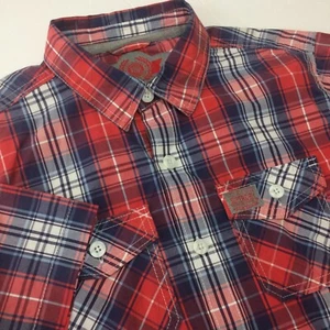 Superdry Mens Medium Short Sleeve Shirt Button Front Plaid The Wash Basket - Picture 1 of 12