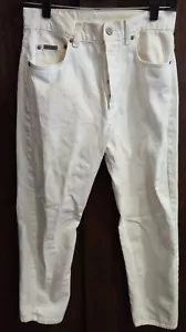 Vintage Calvin Klein Button Fly Easy Fit Straight Jeans White Sz Small USA Denim - Picture 1 of 5