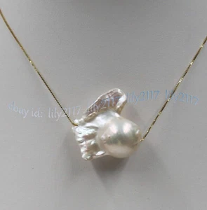 Enorme collana 17-25 mm naturale bianco mare del sud barocco perle keshi ciondolo 18 pollici - Foto 1 di 4