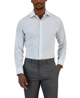 Camisa de vestir Bar Iii para hombre ajustada rejilla abotonada azul 14-14,5 S* Foto 1 de 3