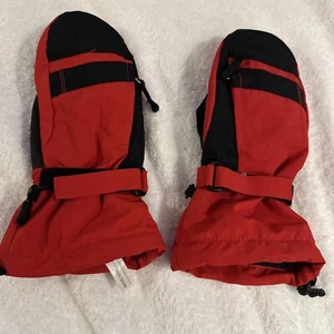 Lands End kids size Medium Red & Black Mittens With Hot Hands Pocket - Picture 1 of 4
