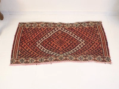 Vintage 1.9x3.7 ft heriz Kilim Rug – Handwoven Tribal Wool Carpet - image 1 of 4