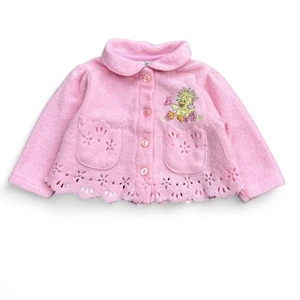Vintage Y2K Little Suzy’s Zoo Baby Girl 3/6 Months Jacket Top Pink Fleece Button - Picture 1 of 11