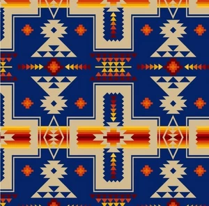 Tucson Southwest Cross, Native Inspired Fabric!Cotton•1yd•BTY•Royal Blue•Fast Sh - Picture 1 of 2