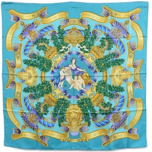 HERMES 100% Silk Carre 90 Scarf EUROPE Emerald Green Gold - Picture 1 of 15