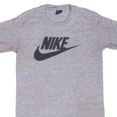 VINTAGE NIKE SWOOSH GREY TEE SHIRT 1980S MEDIUM MADE IN USA - Image 1 of 4
